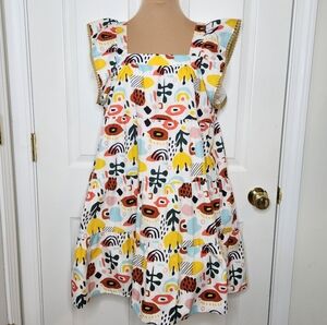 THML Multicolor Dress Flutter Sleeve with Abstract Design Size Small